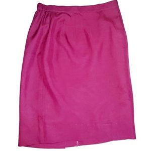 #E Talbots Raspberry Silk Suit skirt 2 Small
